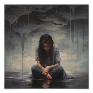 Impression Photo Sad woman sitting on the floor