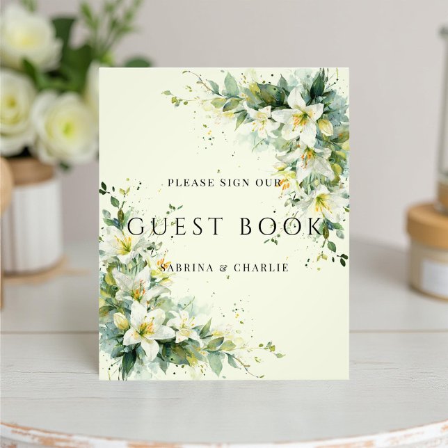 Impression Photo Sage Green Lily Valley Wedding Guest Book Sign (Créateur téléchargé)