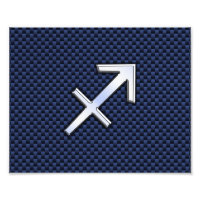 Sagittarius Zodiac Sign on Blue Carbon Fibre Print