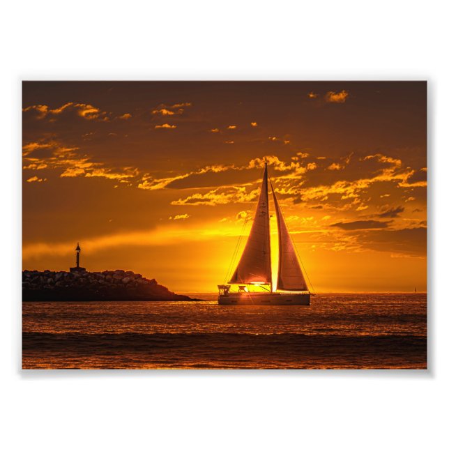 Impression Photo Sailboat at Sunset - Marina Del Rey, CA (Devant)