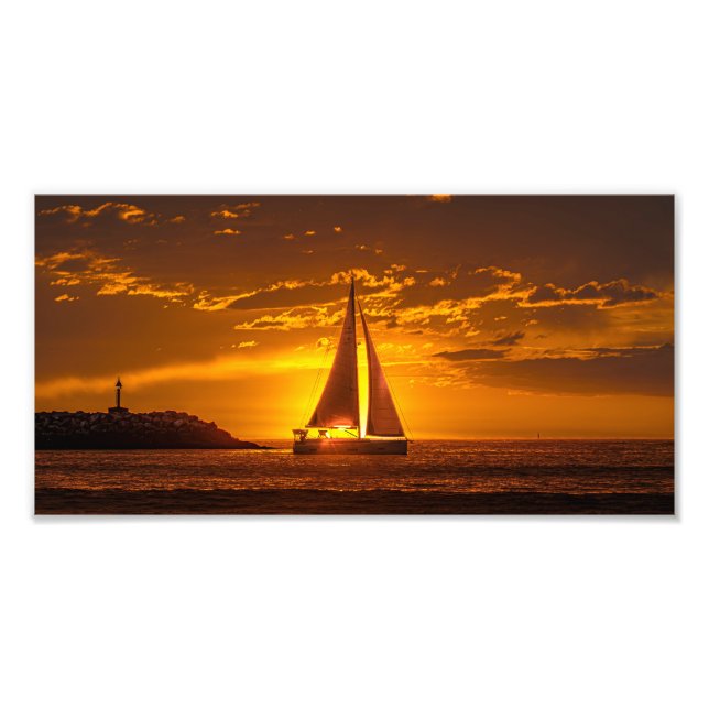 Impression Photo Sailboat at Sunset - Marina Del Rey, CA (Devant)