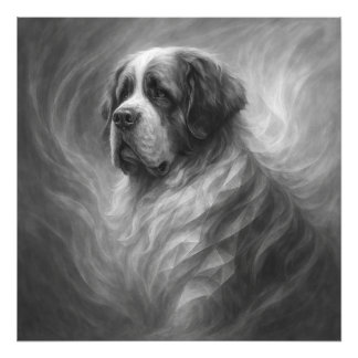 Impression Photo Saint Bernard GeoRealism Portrait – Gentle Guardia