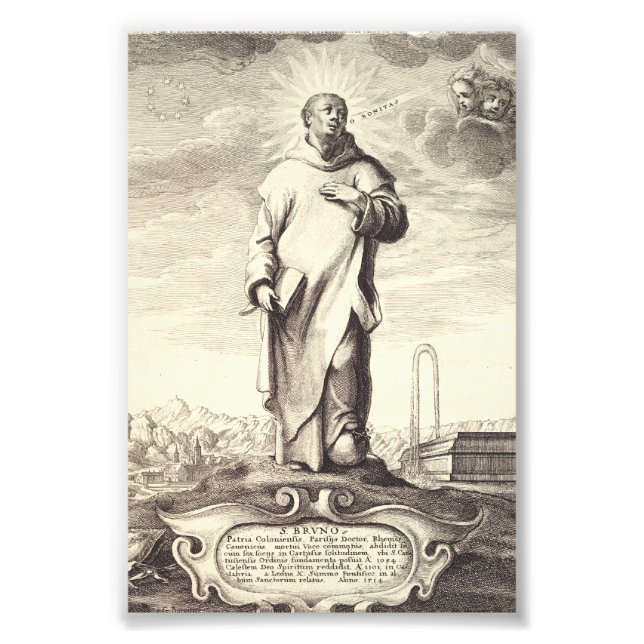 Impression Photo Saint Bruno de Cologne Gravure Ancienne Style Arti (Devant)
