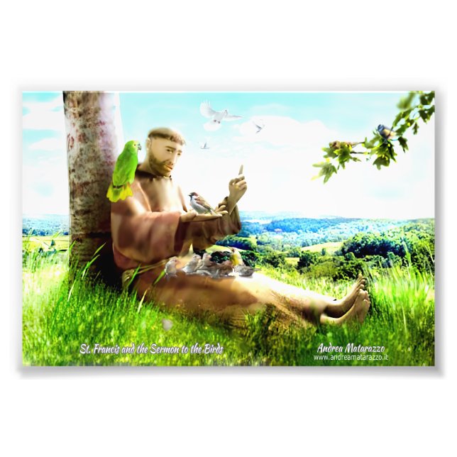 Impression Photo Saint François et les sermons prêchent aux oiseaux (Devant)