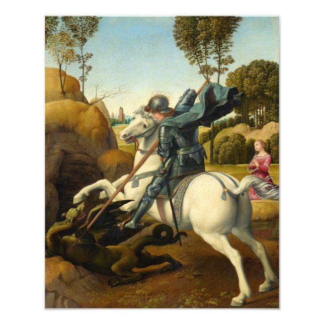 Impression Photo Saint George et le Dragon, 1506 par Raphael (Devant)