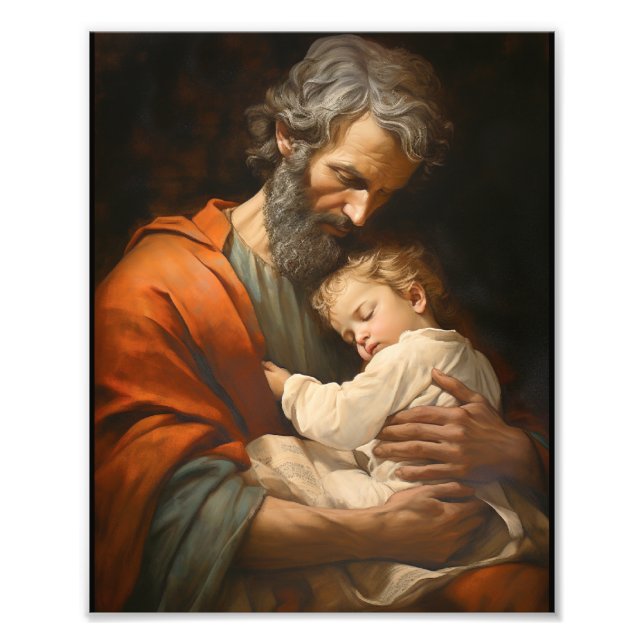 Impression Photo Saint Joseph et l'enfant Jésus religieux (Devant)
