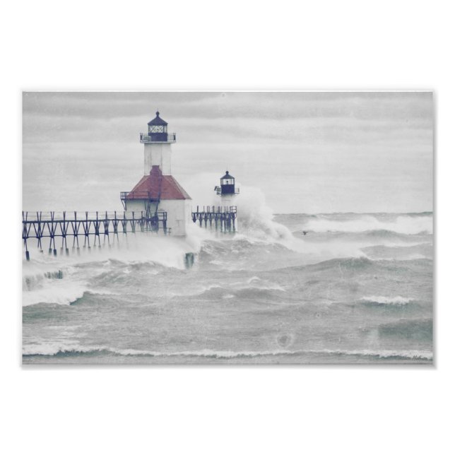 Impression Photo Saint Joseph Lake Michigan Lighthouse Stormy (Devant)