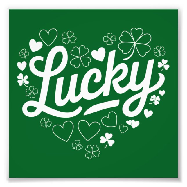 Impression Photo Saint Patrick's Day Heart Lucky Clover Shamrock (Devant)