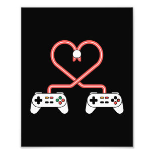 Impression Photo Saint-Valentin de joueur vidéo avec cœur de manett