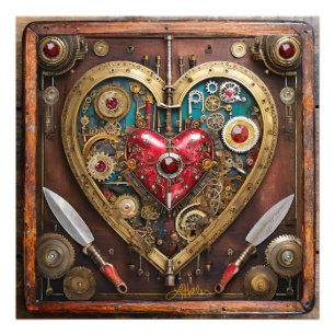 Impression Photo Saint-Valentin Guerrier Steampunk Rubis Et Poignar