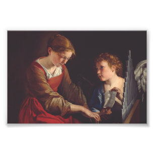 Impression Photo Sainte Cécile et un ange par Orazio Gentileschi