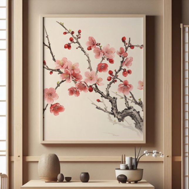 Impression Photo Sakura en fleurs peinture traditionnelle (Créateur téléchargé)