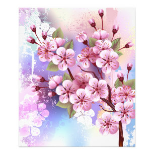 Impression Photo Sakura rose sur la peinture Arrière - plan