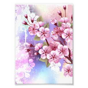 Impression Photo Sakura rose sur la peinture Arrière - plan