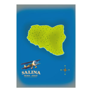 Impression Photo Salina, Sicile carte affiche de voyage carte