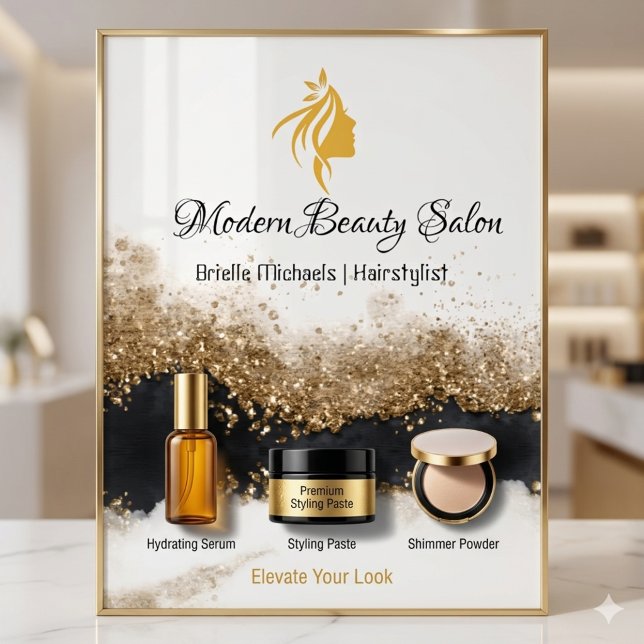 Impression Photo Salon de coiffure Or et noir (Gold and black Hairstylist Salon )