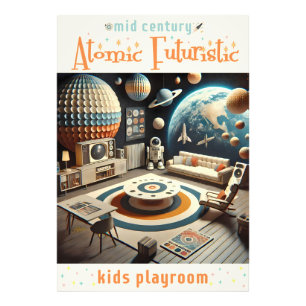 Impression Photo Salon de jeu futuriste atomique pour enfants de l'