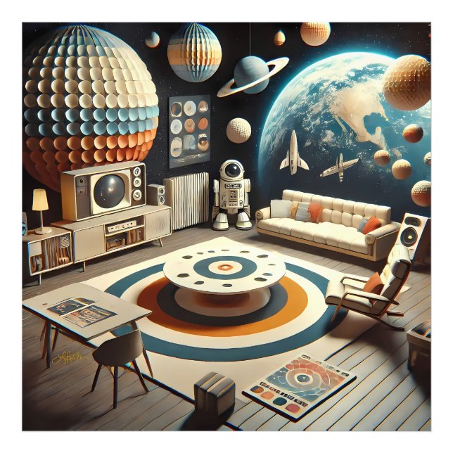 Impression Photo Salon de jeu pour enfants d'ère spatiale futuristi (Devant)
