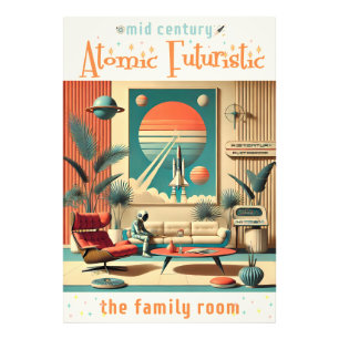 Impression Photo Salon familial de l'ère spatiale futuristic atomiq