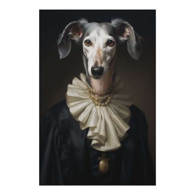 Impression Photo Saluki Portrait Perles et collier (Devant)