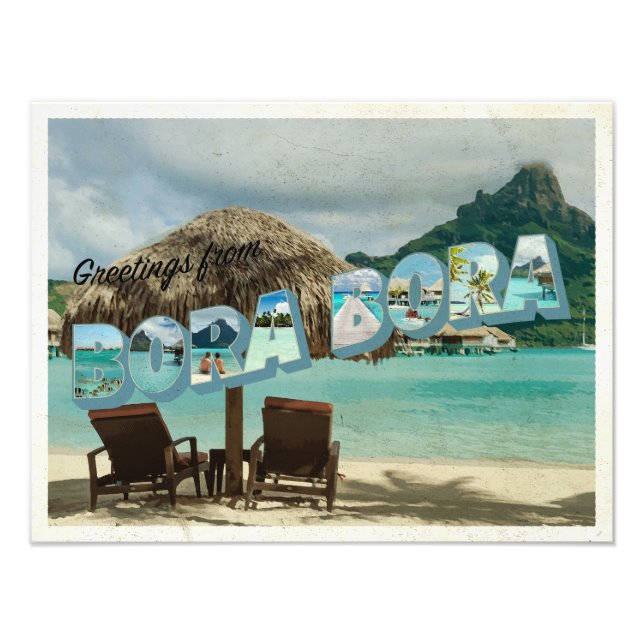 Impression Photo Salutations de la carte vintage Bora Bora (Devant)