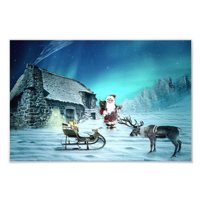 Impression Photo Santa and Rudolph with Sled (Devant)