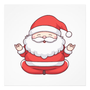 Impression Photo Santa Kawaii Drôle de Yoga Méditation