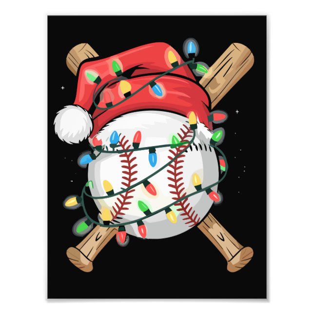 Impression Photo Santa Sports Christmas Baseball Player  (Devant)