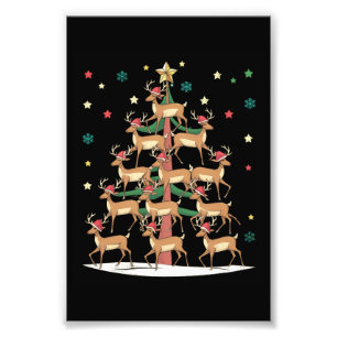 Impression Photo Sapin de Noël Cerf Drôle de Vacances Renne Mignon 