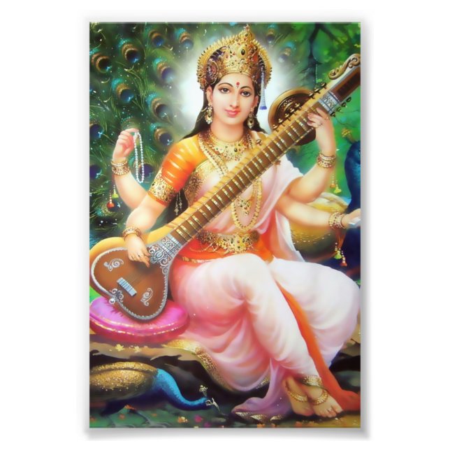 Impression Photo Saraswati Imprimer (4 po x 6 po) - Version 1 (Devant)