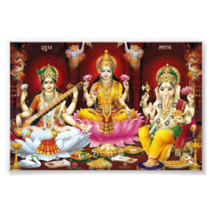 Impression Photo Saraswati, Lakshmi et Ganesha Print (6 po x 4 po)