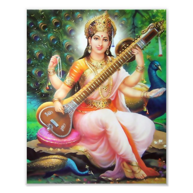 Impression Photo Saraswati Print (8 po x 10 po) - Version 1 (Devant)
