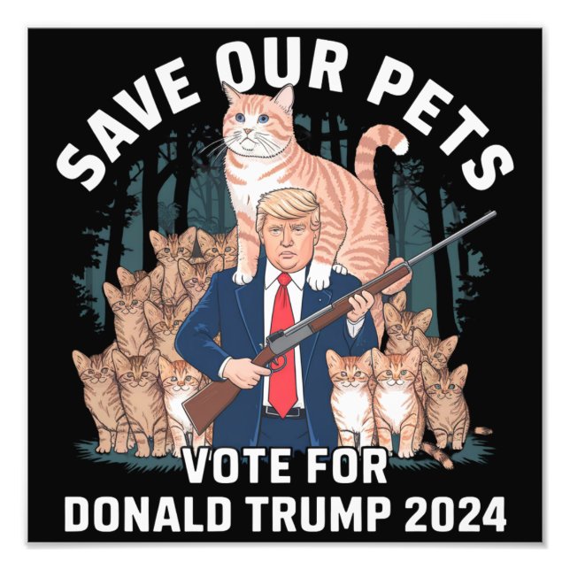 Impression Photo Sauvez nos animaux 2024 Président Trump Politique (Devant)