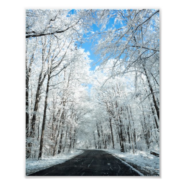 Impression Photo Scène de la route hivernale neige (Devant)