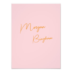 Impression Photo Script monogramme minimaliste rose