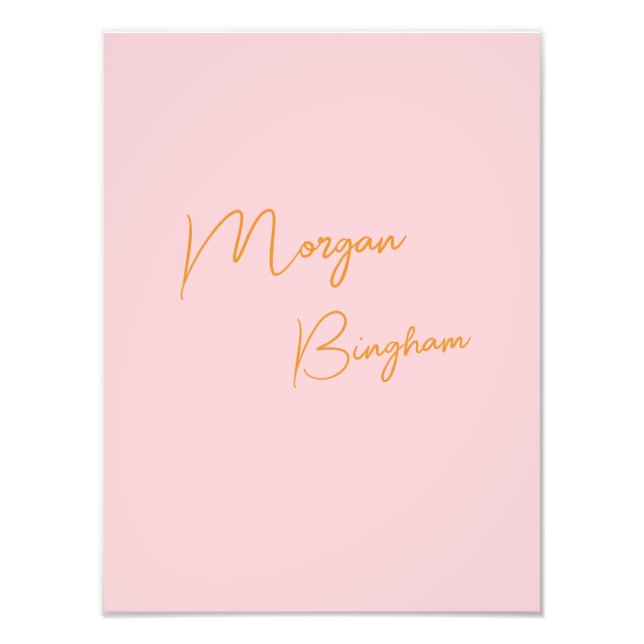 Impression Photo Script monogramme minimaliste rose (Devant)