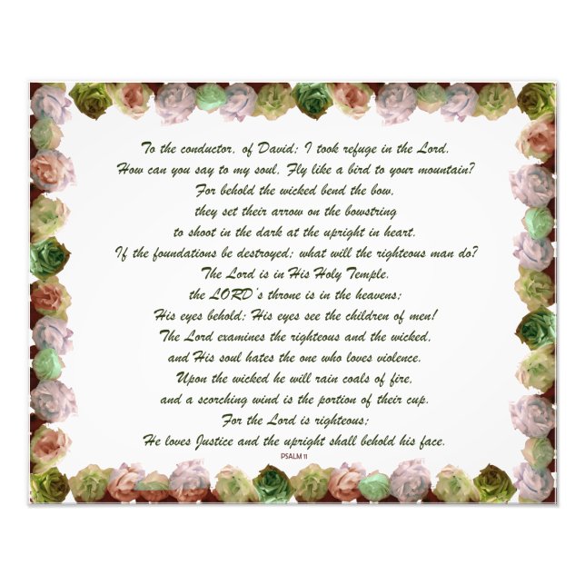 Impression Photo Scripture, Psaume 11, Green Gray Roses (Devant)