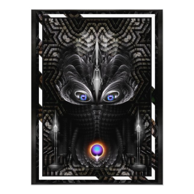Impression Photo Sculpture de guerrier foncé Art fractal (Devant)