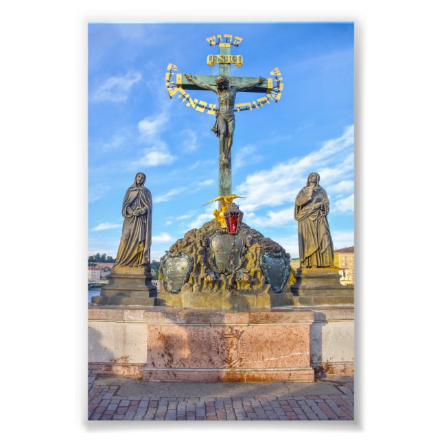 Impression Photo Sculpture du Calvaire, pont Charles, Prague (Devant)
