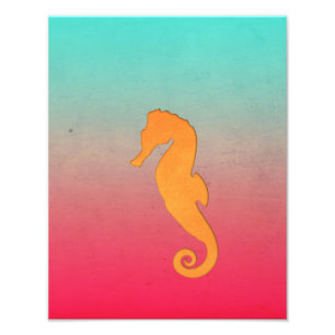 Impression Photo Seahorse orange silhouette Plage nautique simple