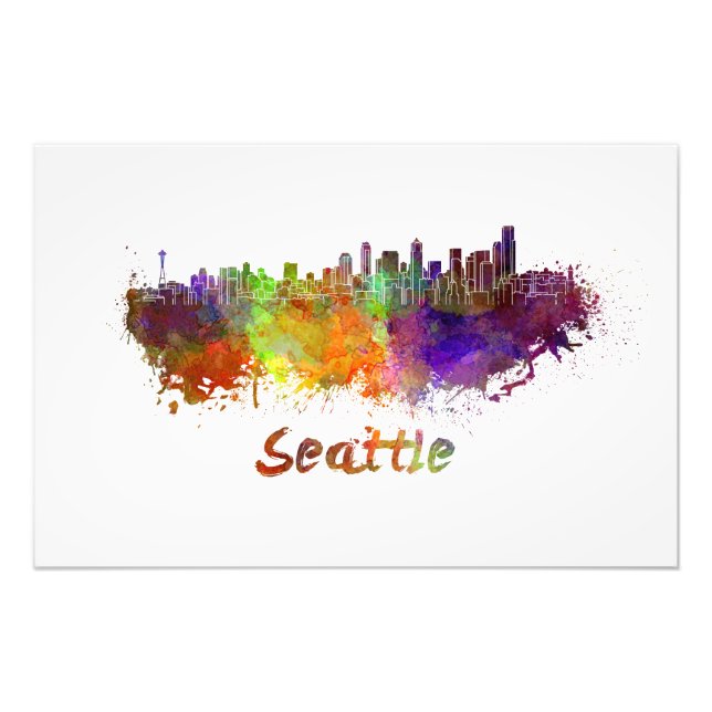 Impression Photo Seattle skyline in watercolor (Devant)