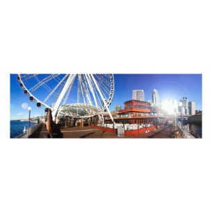 Impression Photo Seattle WA Sunny Pier & Big Wheel 36 x 12