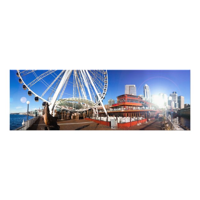Impression Photo Seattle WA | Sunny Pier & Big Wheel | 36 x 12 (Devant)