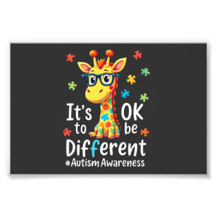 Impression Photo Sensibilisation à l'autisme Girafe Animal Mignon C