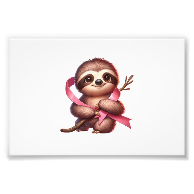 Impression Photo Sensibilisation au cancer du sein Sloth mignon Rub (Devant)