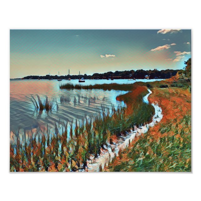 Impression Photo Sentier côtier de l'océan au coucher du soleil (Devant)