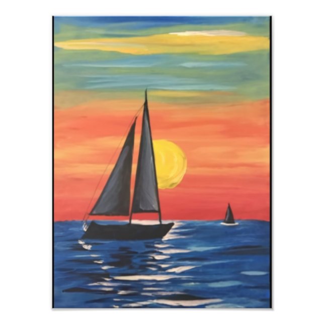 Impression Photo Serene Sails au coucher du soleil (Devant)