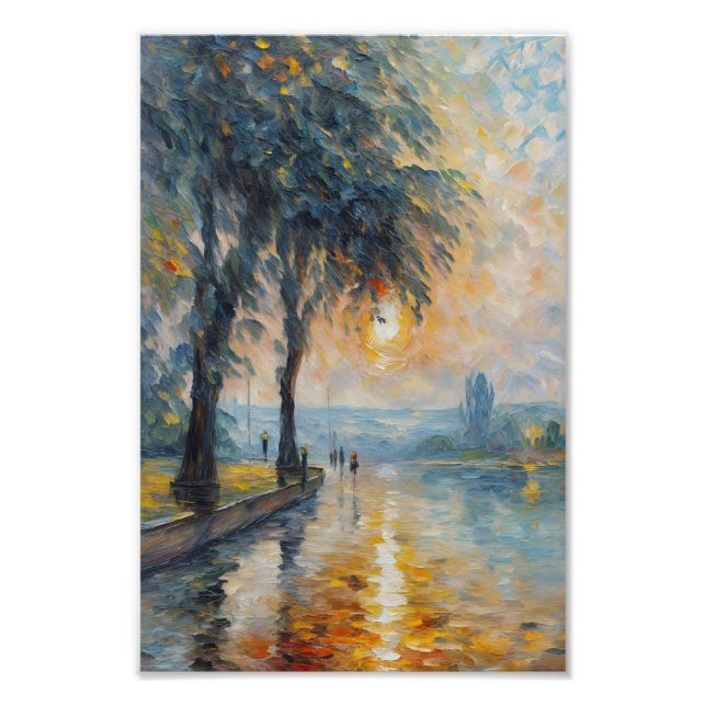 Impression Photo Serene Sunset by Water Impressionist Paysage Art (Devant)