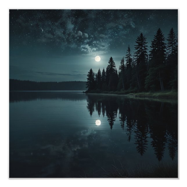 Impression Photo Sérénité du lac au clair de lune (Devant)