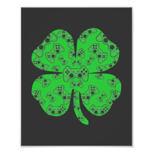 Impression Photo Shamrock du contrôleur de jeu vidéo Jour de la Sai